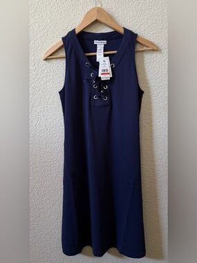Tommy Bahama XS Island Cays Lace-Up Spa Dress •Navy UPF 50 MSRP $138